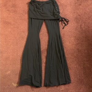 Black Flared Lace-Up Pants